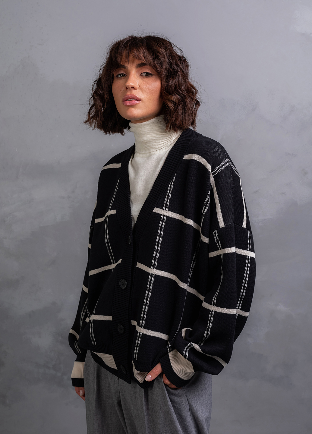 Кардиган в клітинку 0149