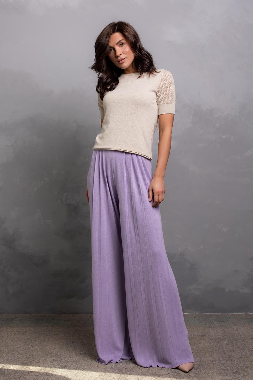 Штани-палаццо з кашеміру та віскози 0096