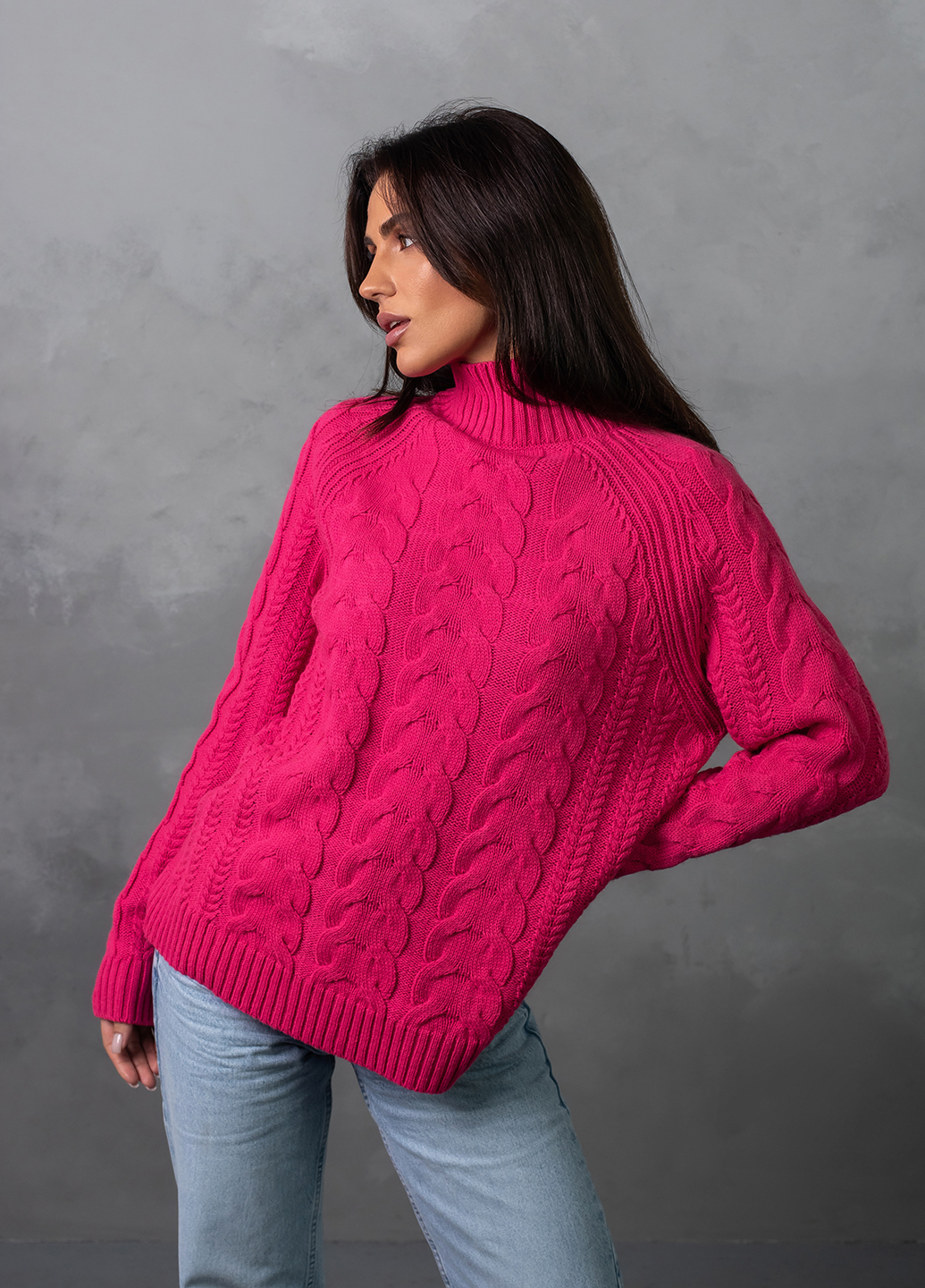 Фактурний светр з косами 0098