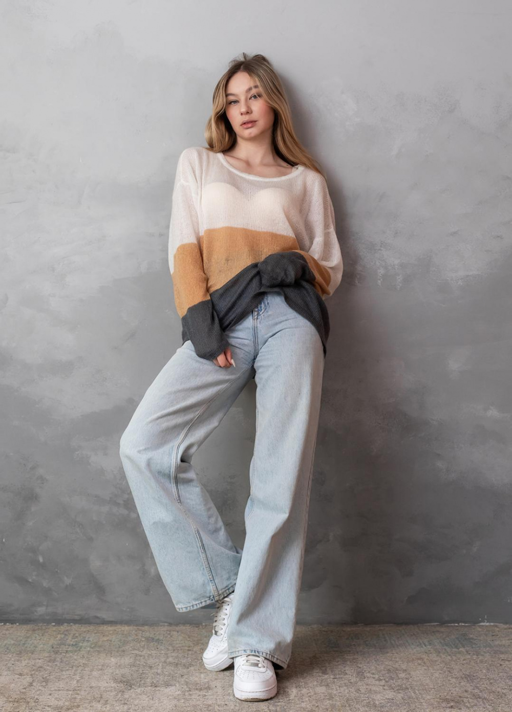 Джемпер в широку смужку з мохеру 0108