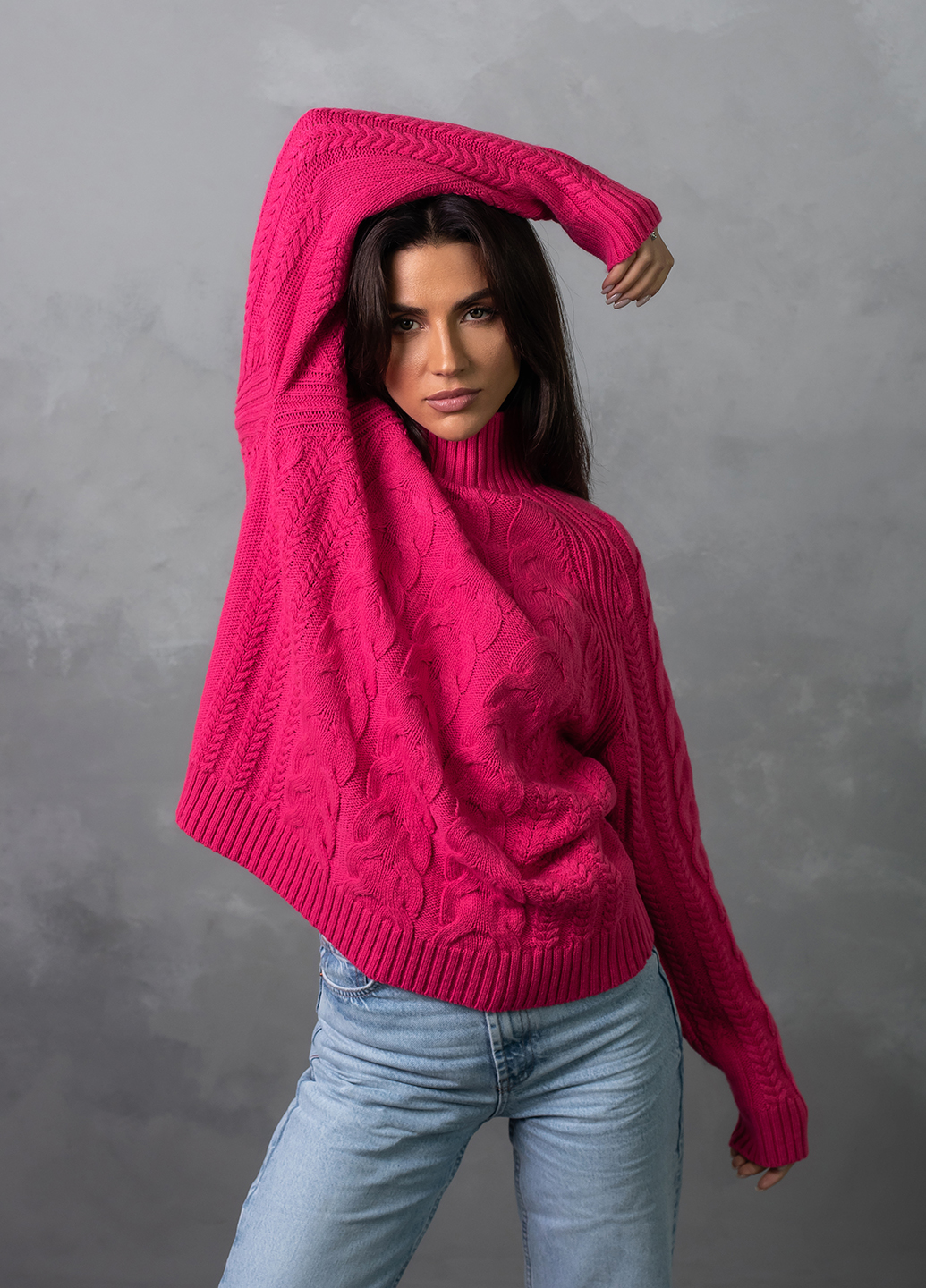 Фактурний светр з косами 0098