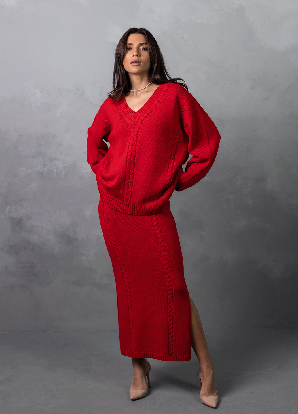 Спідниця міді з розрізами 0147