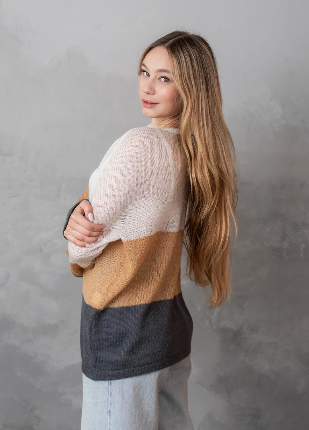 Джемпер в широку смужку з мохеру 0108