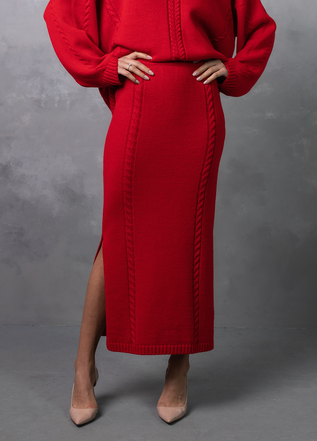 Спідниця міді з розрізами 0147